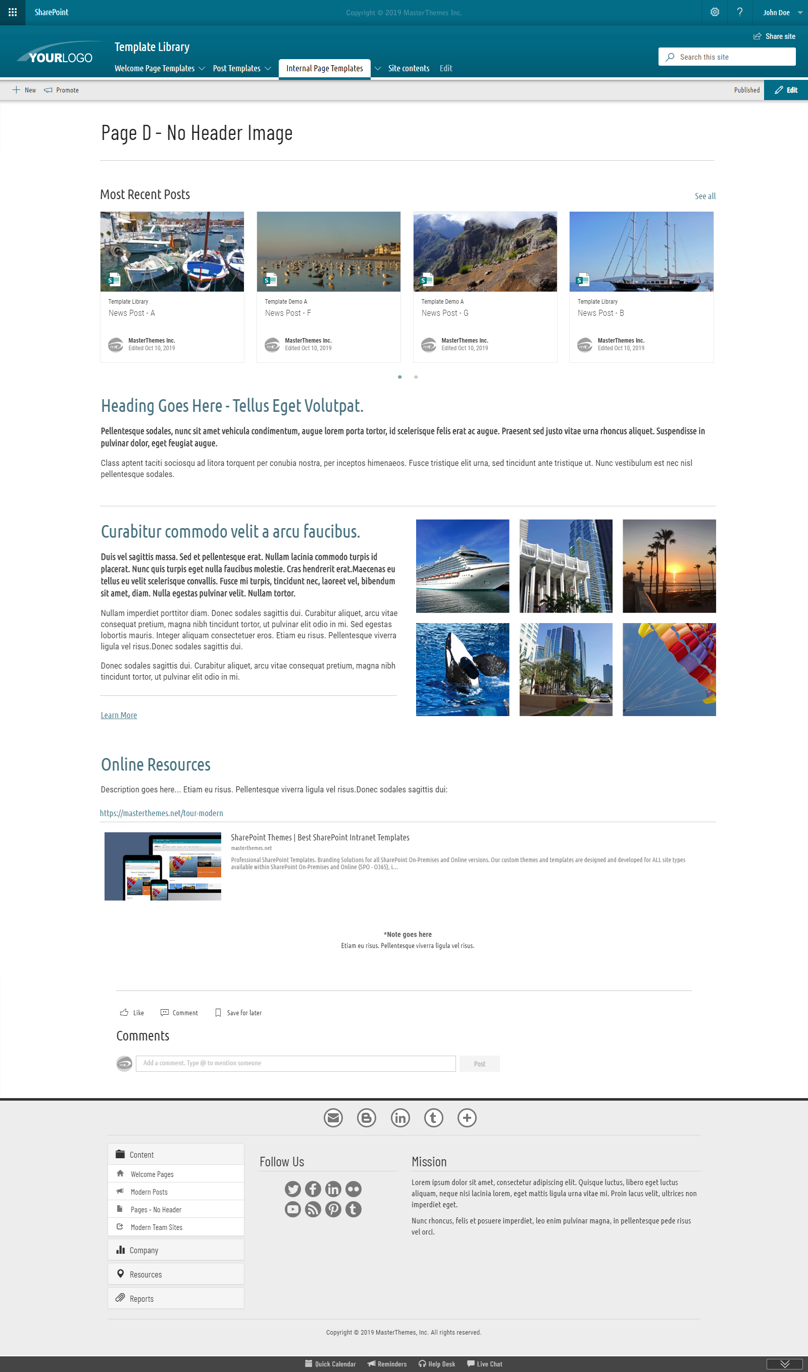 Layout Template - Page D without Header Image - Modern Template for SharePoint 2019