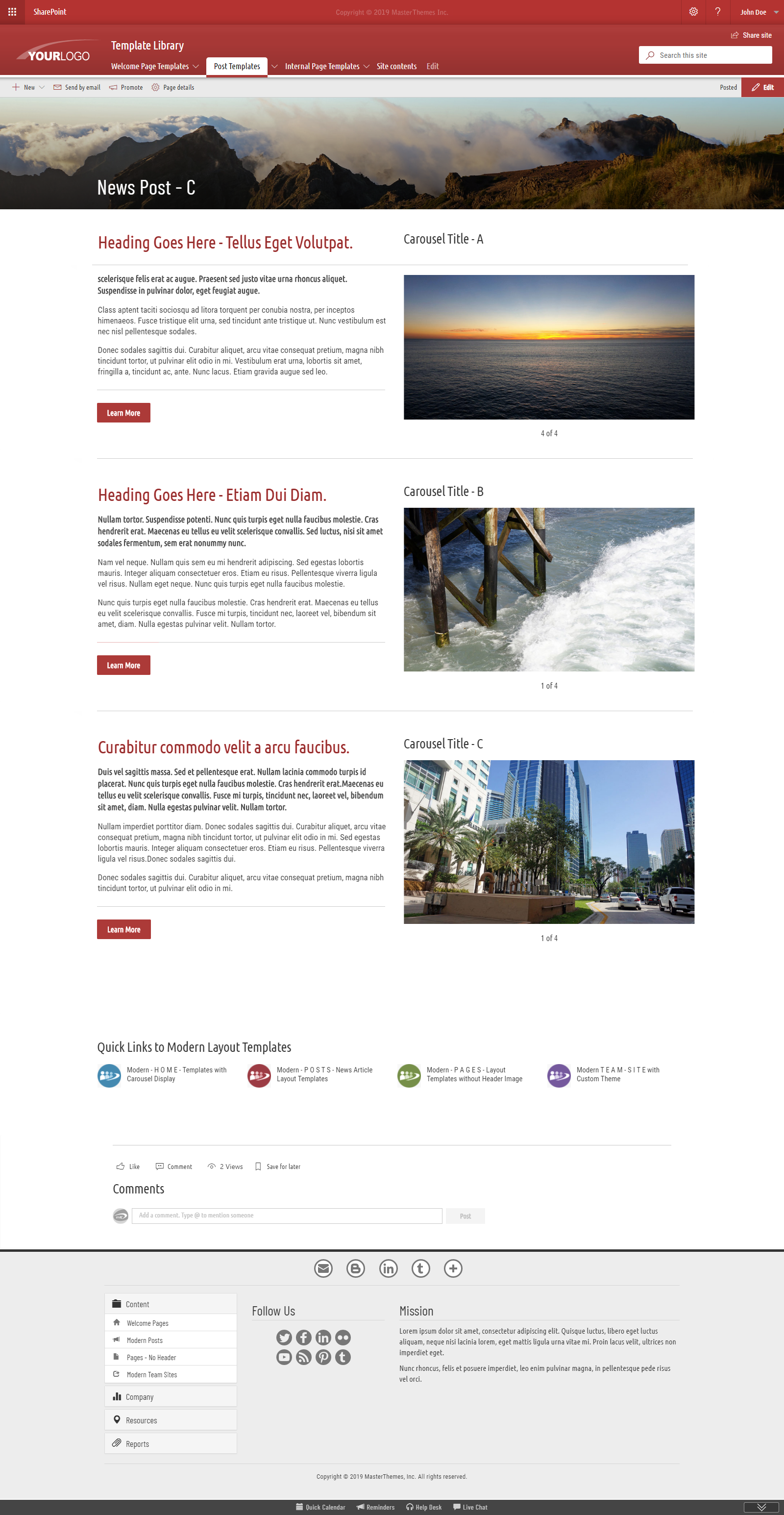 Layout Template - News Post Option C - Modern Template for SharePoint 2019