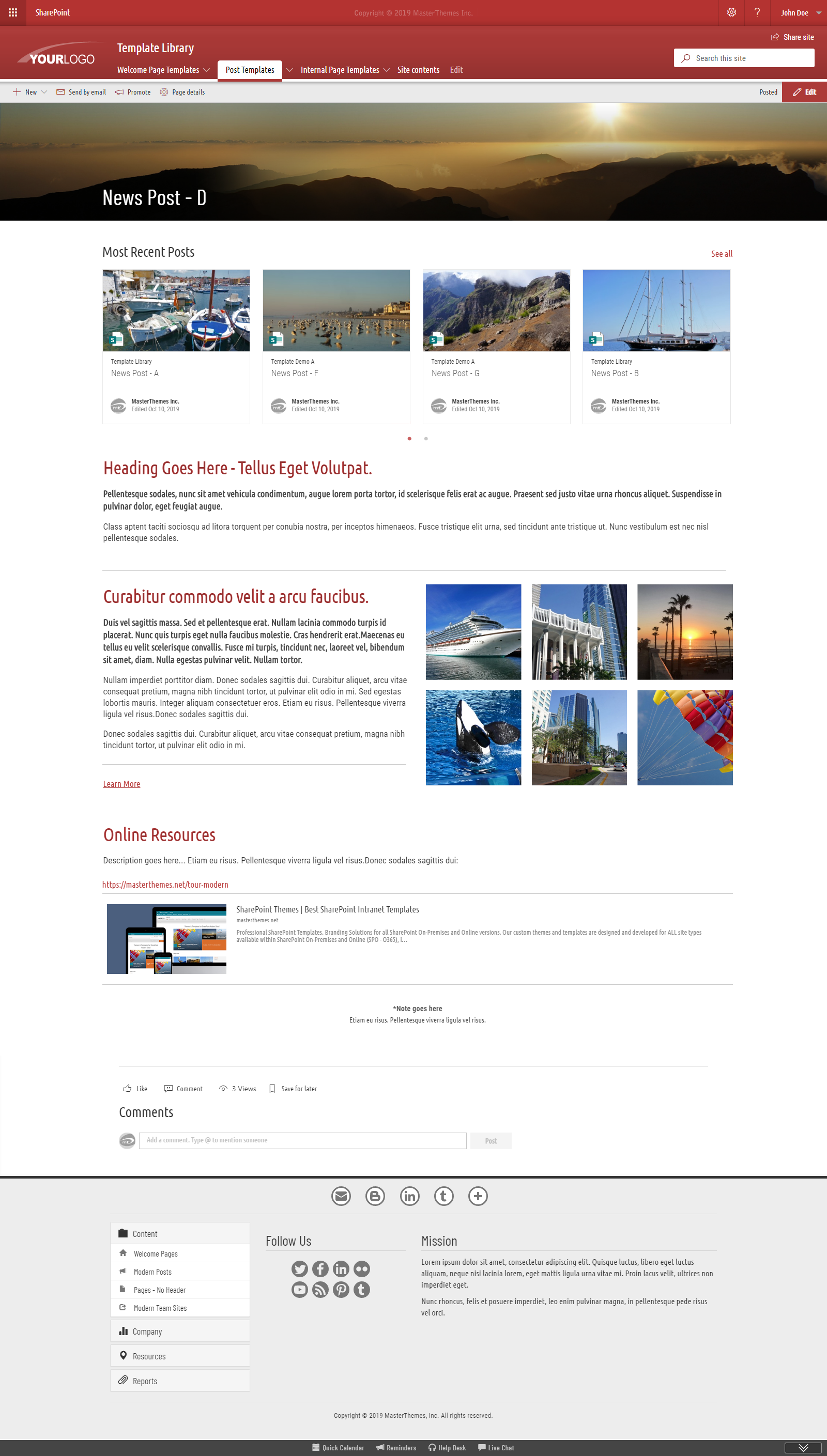 Layout Template - News Post Option D - Modern Template for SharePoint 2019