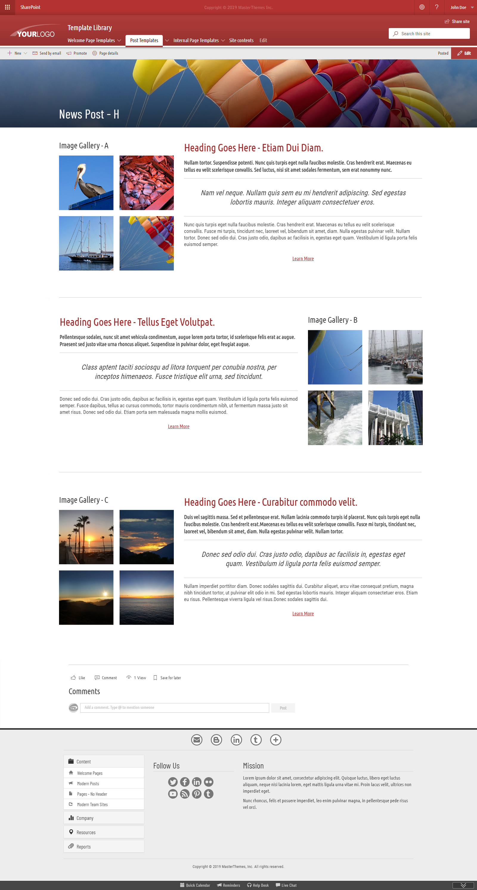 Layout Template - News Post Option H - Modern Template for SharePoint 2019