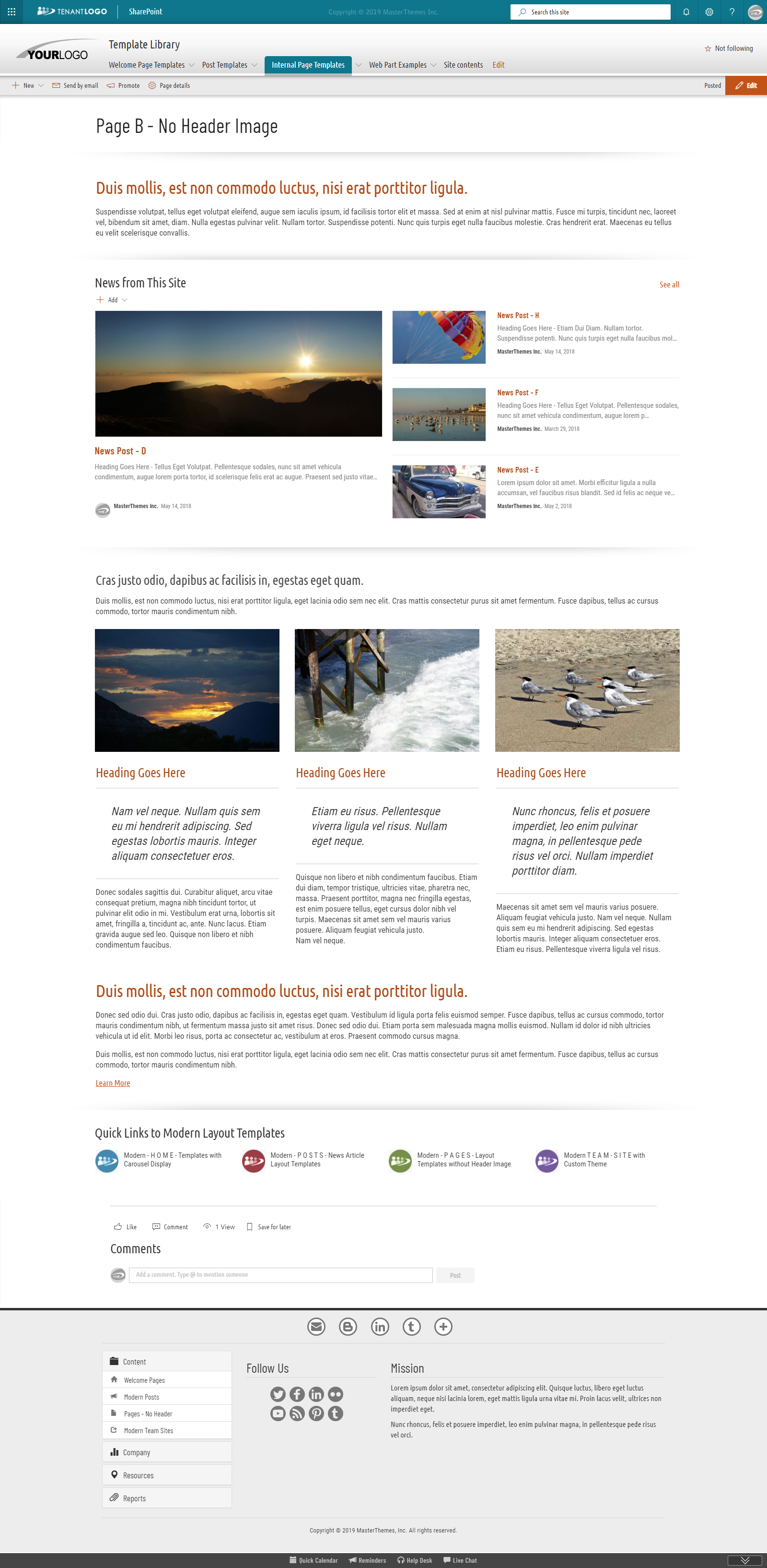Layout Template - News Post Option A - SPFx Theming Solution for SharePoint Online O365
